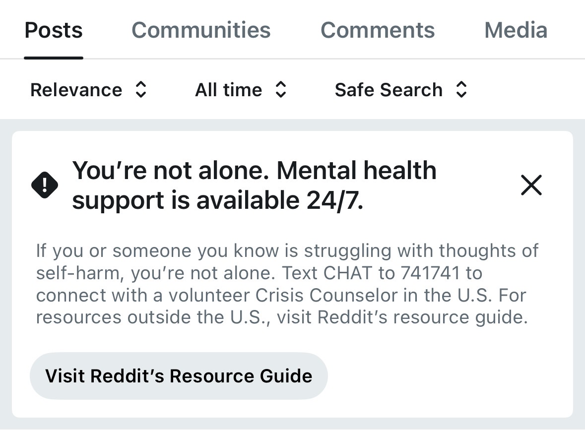 Reddit's response to 'suicide'