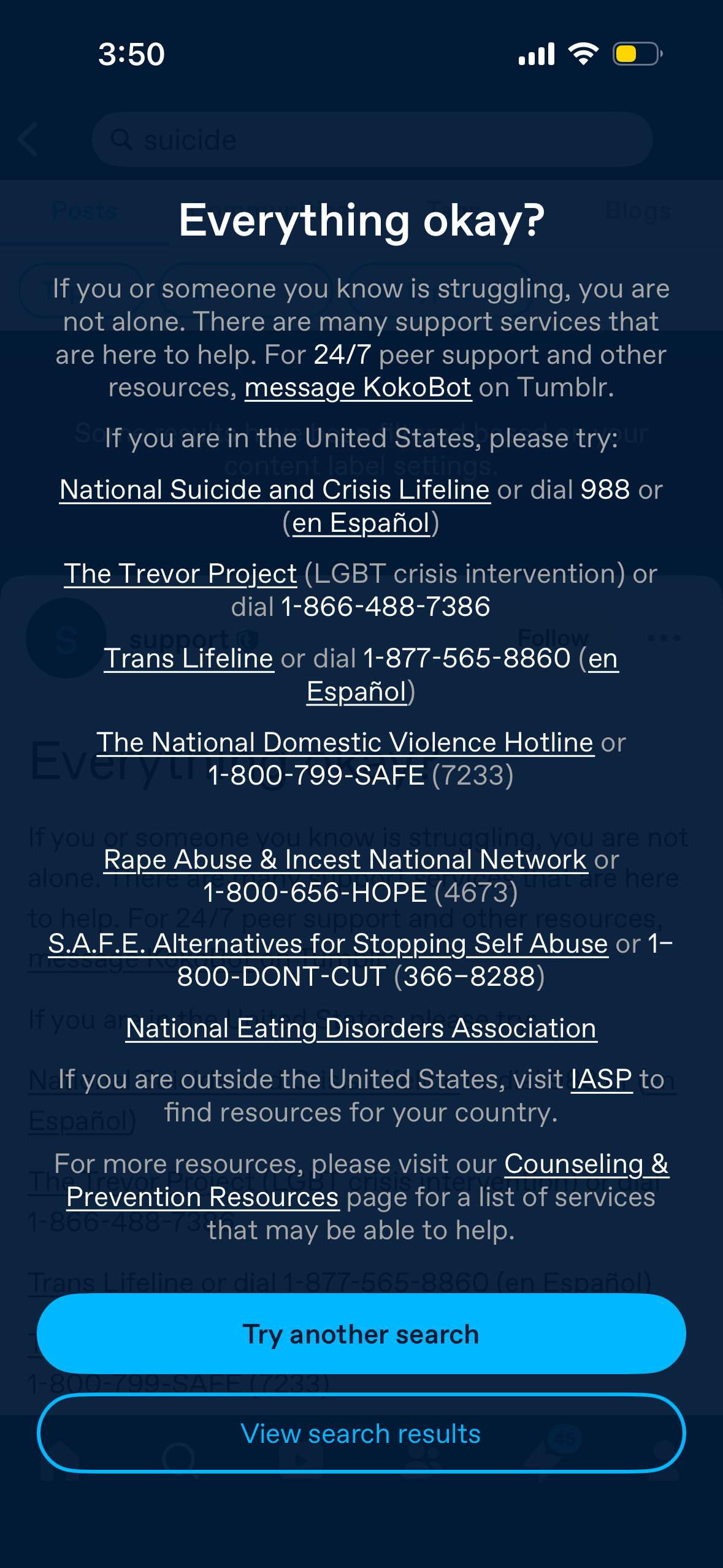 Tumblr's response to 'suicide'